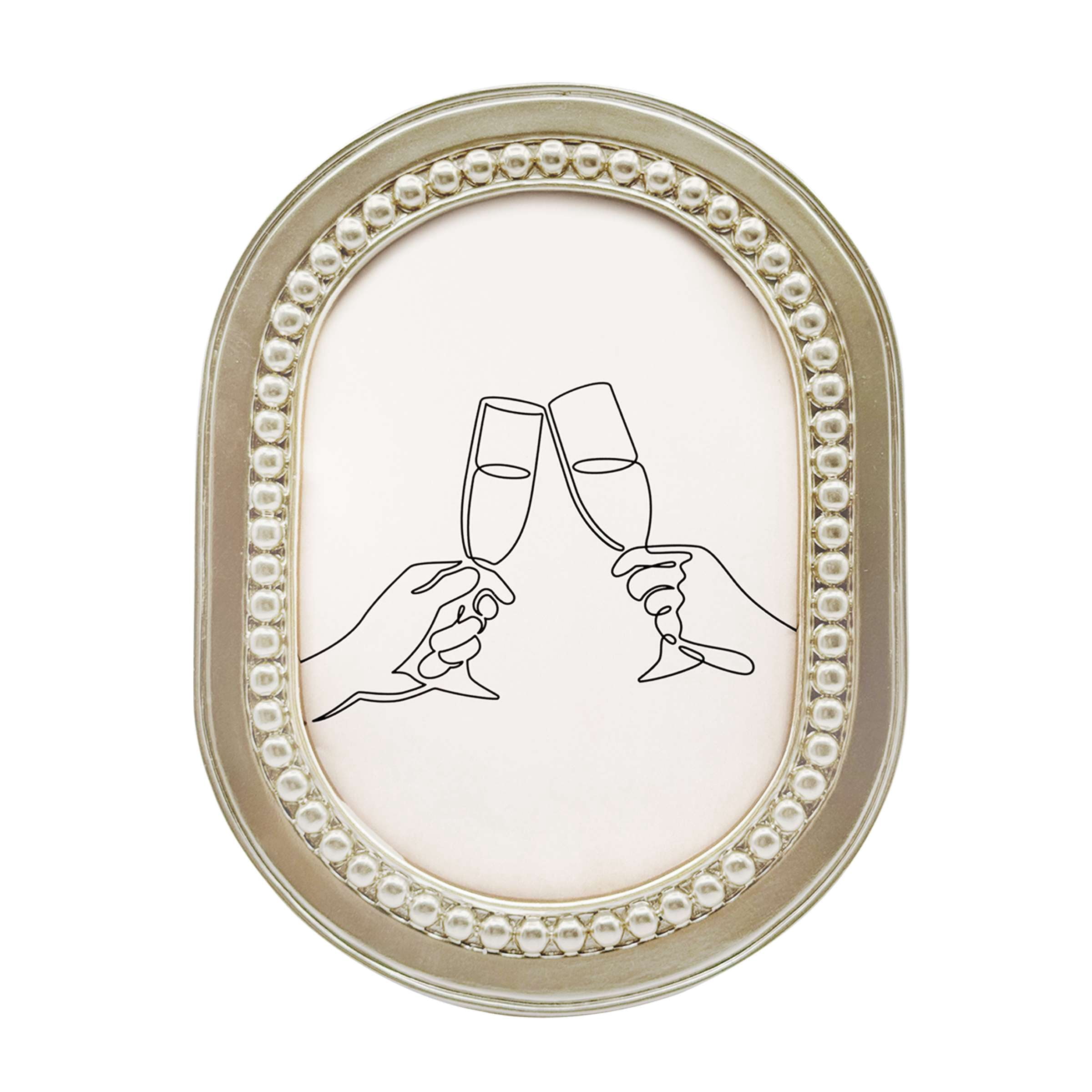 OneDesign Home Oval 5x7 Champagne Bottle Easel Stand Picture Frame