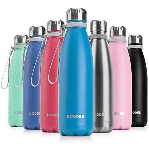 Double Wall Vacuum Insulated Sports Water Bottle,PBA Free koodee 17 oz Stainless Steel Water Bottle 