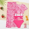 thumbnail image 4 of LRen Toddler Swimsuit Girl 2t 3 Piece Ruffle Beachwear for Girls Cute Funny Summer Rash Guard Tankini Swimsuits Girl Beach Swimwear Tankini Beach Swimwear Set, 4 of 6