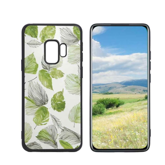 Compatible with Samsung Galaxy S9 Phone Case, Leaves-Green-Leaf-MIni-4 Case Men Women, Flexible Silicone Shockproof Case for Samsung Galaxy S9