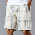 thumbnail image 2 of VSSSJ Plaid Shorts for Men Loose Fit Comfort Elastic Waist Beach Shorts Summer Casual Fashion Sports Checked Shorts with Zipper Pockets Khaki XXXXXXL, 2 of 3