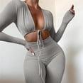 thumbnail image 4 of Aayomet Womens Jumpsuit Womens Bodycon Jumpsuit Long Sleeve High Waist Romper Clubwear,Gray L, 4 of 5