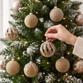 thumbnail image 4 of 12 Pcs Velvet Christmas Balls Ornaments Set Shatterproof Flocked Christmas Tree Ornament with Gold Glitter, Vintage Flocked Finish, Christmas Decorations for Tree Wreath Garland Mantle Stairs Decor, 4 of 6