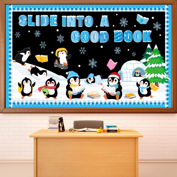 Set de tablón de anuncios de lectura Winter Penguin