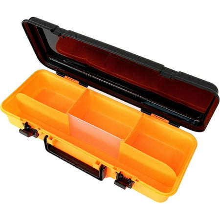 BLUEWING Tackle Storage Tray Durable Waterproof Tackle Organizer Box with 1 Large Adjustable Compartment 15.75*6.3*3.15 in Orange