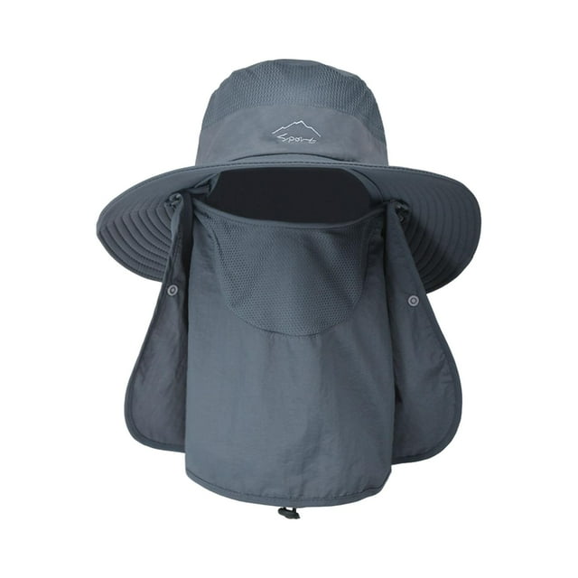 Sombrero de pescador cómodo, transpirable, absorbente del sudor, con solapa para el cuello y la cara para pesca. Gris oscuro