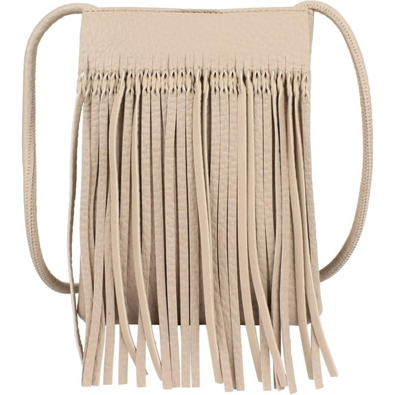 Women Mini Fringe Tassel PU Leather Crossbody Bag Hobo Bag Cell Phone Coin Purse Wallet