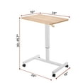 thumbnail image 3 of Mobile Laptop Desk Pneumatic Sit to Stand Table Height Adjustable Rolling Cart with Lockable Wheels for Home Office Computer Workstation 28" x 19" Beige Round Edge Design Elegant, 3 of 17