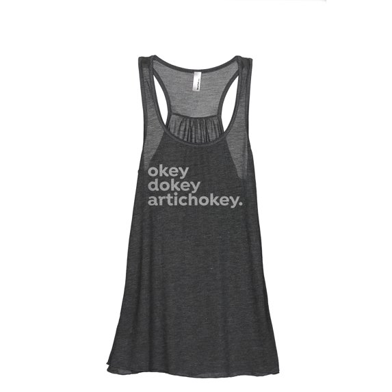Okey Dokey Artichokey Women's Fashion Sleeveless Flowy Racerback Workout Yoga Tank Top Charcoal Grey Medium
