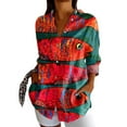 thumbnail image 4 of XIAONU Summer Women's Animal Motif Turn Down Collar Shirt Dress Rollable Sleeve Urban Daily Tunic Blouse, 4 of 4