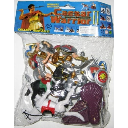 1/32 Caesar Knights & Horses Playset (12 w/Shields, Weapons, 2 Horses & Acc)