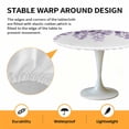 thumbnail image 2 of Elastic Fitted Round Tablecloth, Purple Eucalyptus Leaves Waterproof Stretch Table Cover for 45"-54" Tables, Watercolor Floral Leaf Plants Washable Outdoor Tablecloths for Patio, Picnic, Camping, 2 of 9