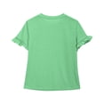 thumbnail image 3 of Povozer Girls' Summer Cute T Shirts Girls T Shirts Double Layer Ruffle Short Sleeve Kids Summer Crewneck Tunic Tee Tops for 4-5 Years,Green, 3 of 5