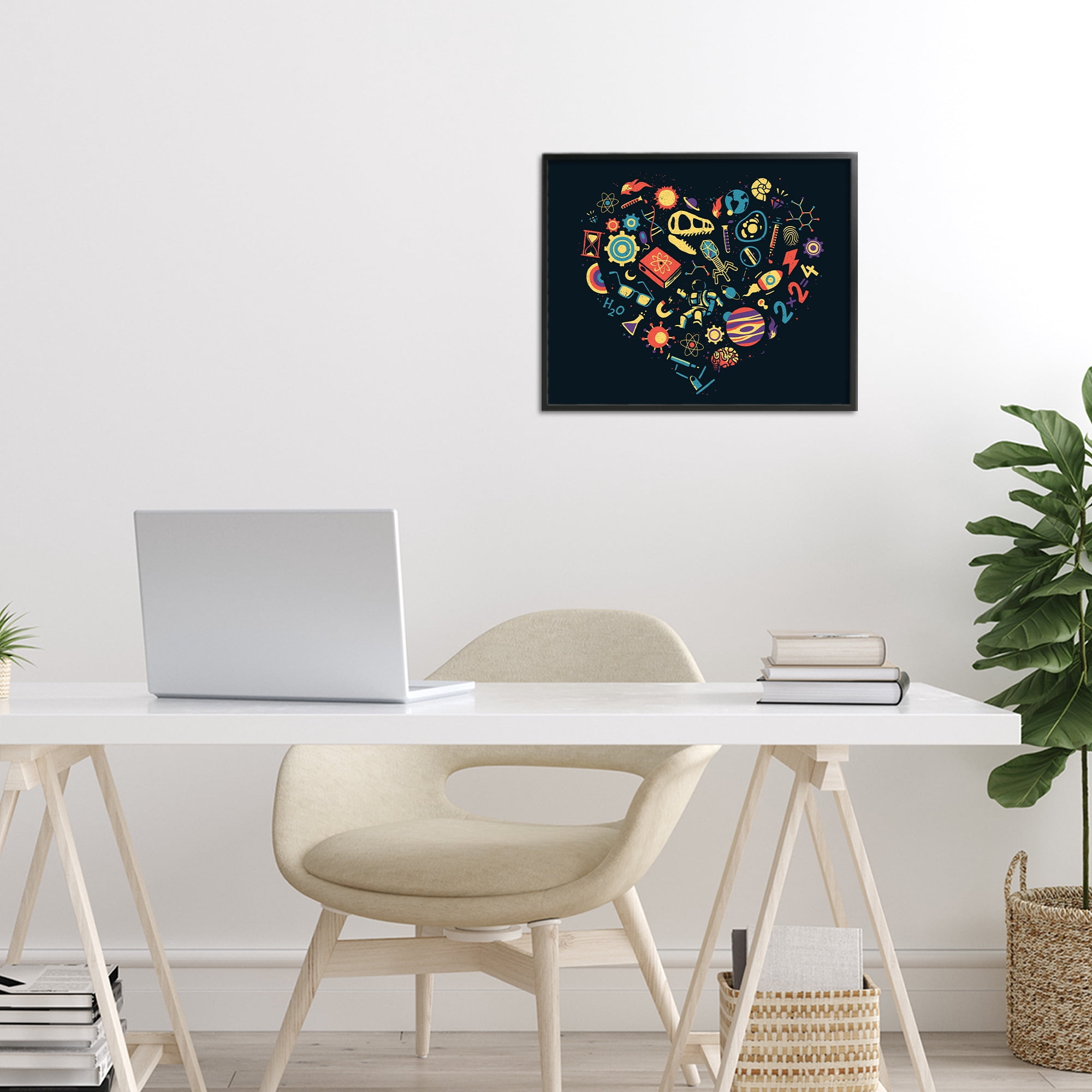 Stupell Industries Retro Science Heart Black Framed Giclee Art, design by Tobe Fonseca