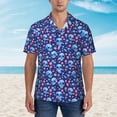 thumbnail image 2 of Pofeuu Blue Skull Flower Print Hawaiian Shirt for Men Sleeves Casual Button Down Summer Beach Dress Shirts T-Shirts,XX-Large, 2 of 7