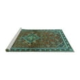 thumbnail image 2 of Ahgly Company Machine Washable Indoor Square Persian Turquoise Blue Traditional Area Rugs, 6' Square, 2 of 4