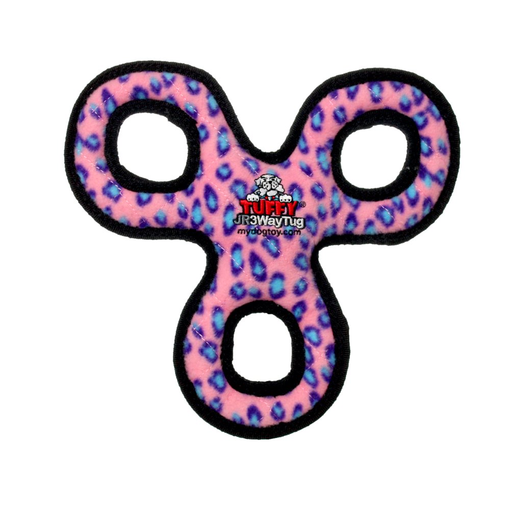 Tuffy Junior 3WayTug Pink Leopard, Durable Dog Toy