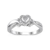 Hold My Hand Sterling Silver 1/20cttw Diamond Heart Ring