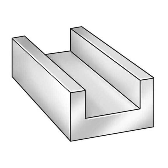 UHMW Polyethylene Polyethylene U-Channel, 120 in L, White