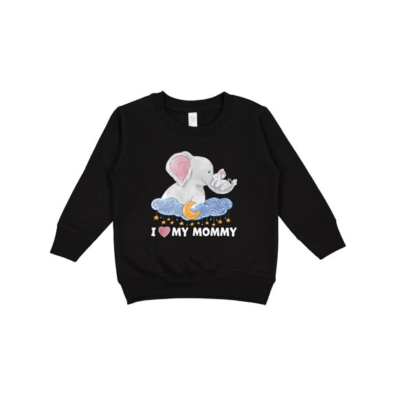 Inktastic I Love My Mommy Cute Elephants with Moon and Stars Toddler Sweatshirt