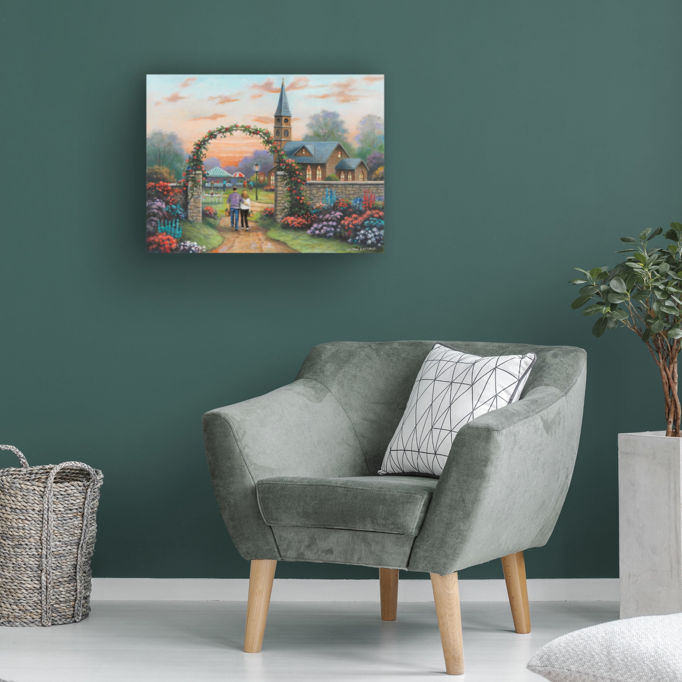Canvas Wall Art - John Zaccheo 'Sunday Gathering' Wall Art for Living Room, Bedroom, or Office Décor by Trademark Fine Art - 32 x 24 Inches