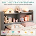 thumbnail image 2 of UHOMEPRO Twin Trundle Bed Frame with Storage and Bookcase Headboard, Gray Twin Bed with Trundle for Kids, Twin Bed Frame for Boys Girls, No Box Spring Needed, 2 of 7