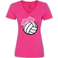 thumbnail image 3 of Inktastic Volleyball with Pink Bow Women's V-Neck T-Shirt, 3 of 5