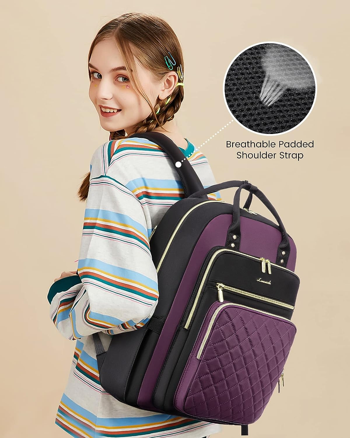 Lovevook Laptop Backpack Purses for Women,Nurse Teacher College Work Study Commuter Bag with 15.6 inch Laptop Compartment,Lightweight Travel Casual Daypacks With USB Port