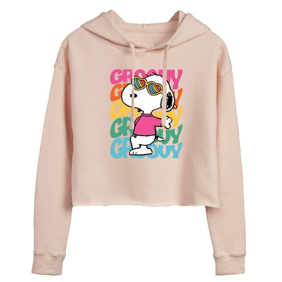 Peanuts - Groovy Stacked - Juniors Cropped Pullover Hoodie