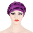 thumbnail image 6 of BKQCNKM Headbands for Women Headband for Washing Face Women Braid Hat Muslim Ruffle Cancer Turban Wrap Cap Headbands, Purple One Size, 6 of 7