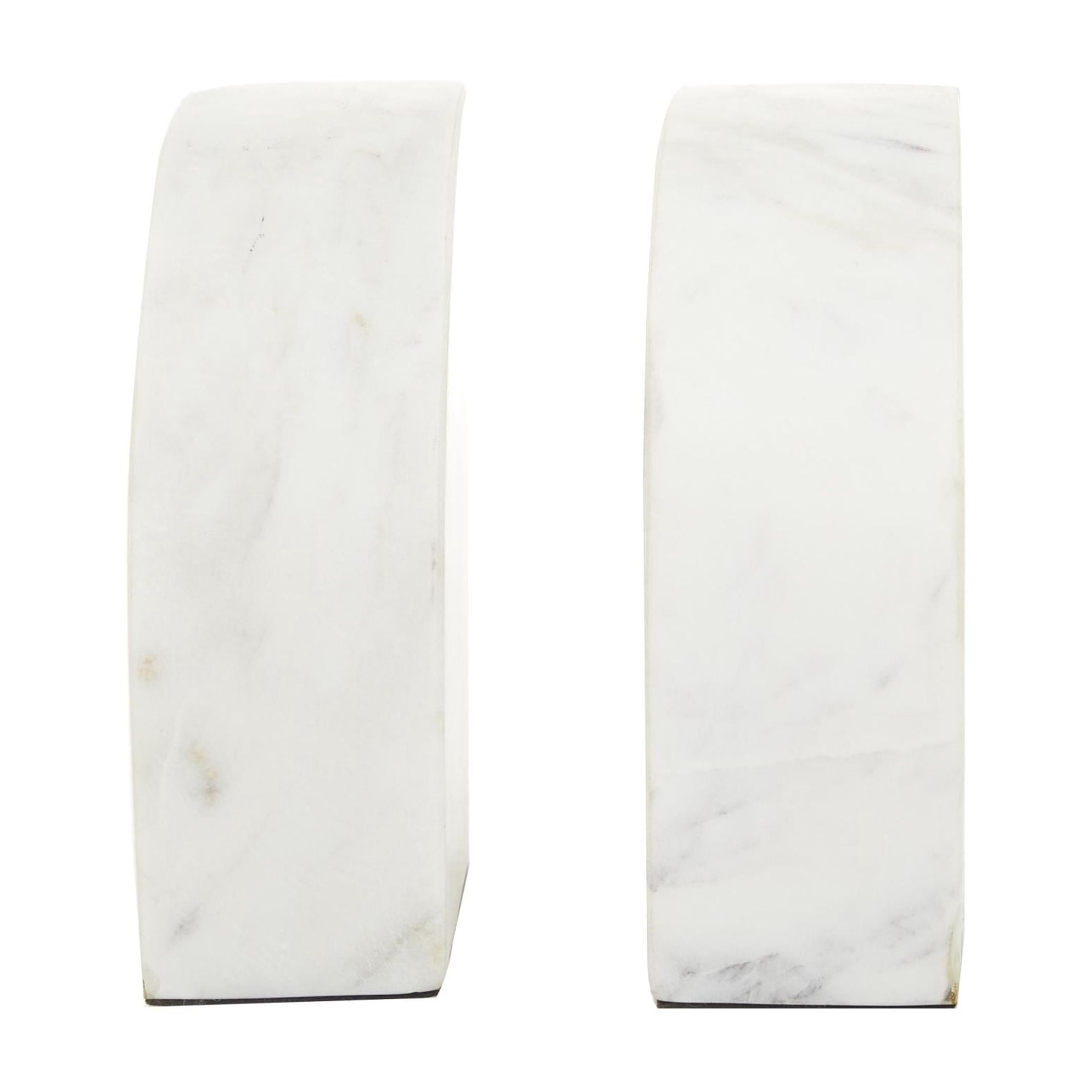 CosmoLiving by Cosmopolitan 4" Geometric 8 lbs White Marble Bookends with Gold Inlay (Set of 2)