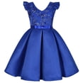 thumbnail image 1 of Vestido de lentejuelas para niña Umfun, falda para desfile de cumpleaños, manga voladora, fiesta de festival, ropa de princesa azul, 2-3 años, 1 of 5
