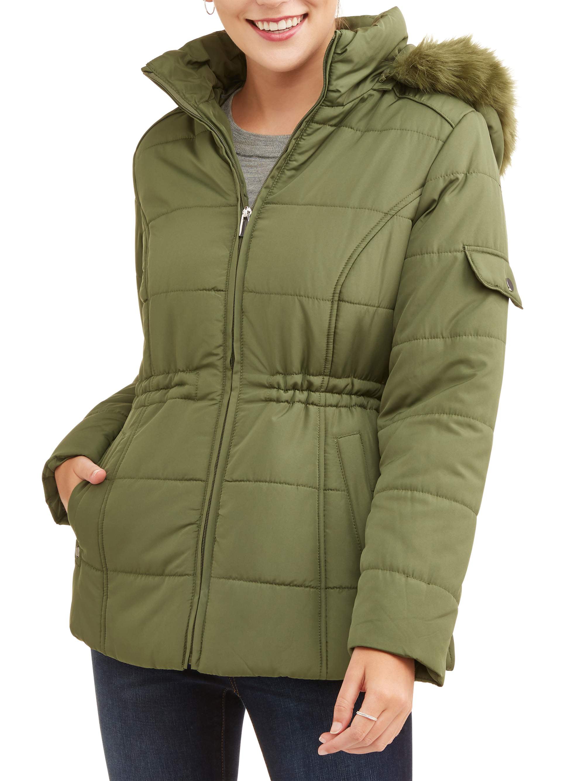 WEATHER TAMER - Women's Quilted Puffer Jacket with Faux Fur-Trim Hood ...