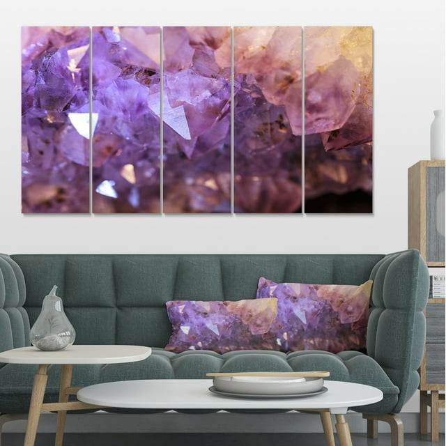 Géode d'Améthyste Naturelle Blanche Violette - Grande Œuvre d'Art sur Toile Abstraite