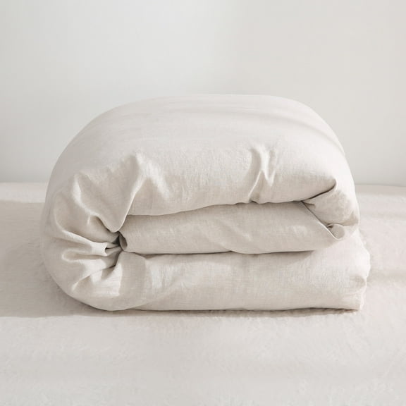 100% Pure Linen Duvet Cover with Button Closure and Corner Ties Soft & Breathable - Natural Full/Queen