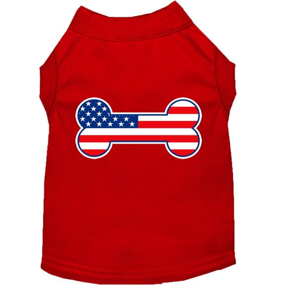 Pet Dog Cat Shirt Screen Printed, "Bone Shaped American Flag"