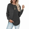 thumbnail image 2 of Htigea Long Sleeve Shirts for Women Casual Fall Outfits Lightweight Tunic Sweaters Fashion Clothes Dark Gray M, 2 of 6