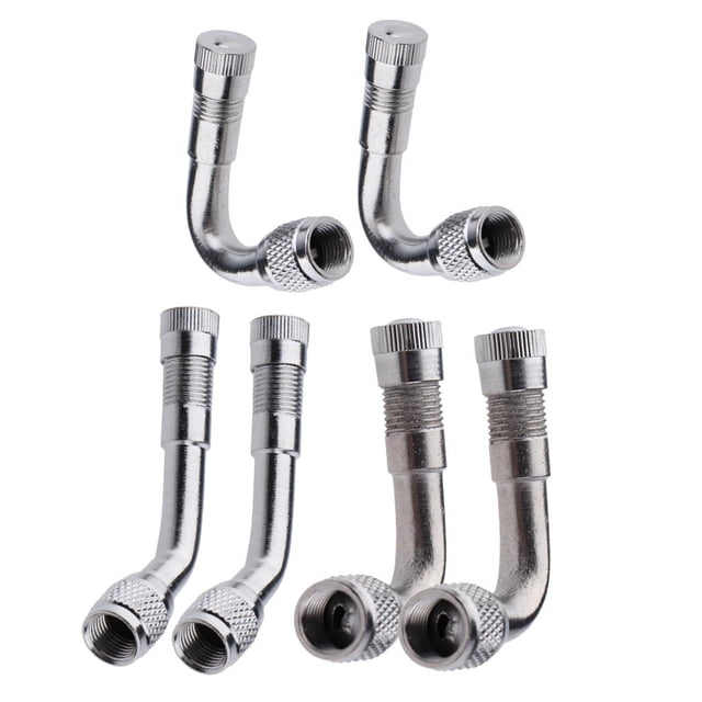 Paquete de 6 extensor de vástago de neumático de 45/90/135 degree, adaptador de extensión de válvula de neumático de motocicleta, plateado DYNWAVEMX Extensión de válvula de neumático