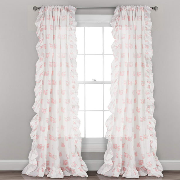 Ruffle Fox Window Curtain Panels In, Pink Ruffle Curtain