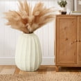 thumbnail image 2 of LuxenHome Off White MgO Round Modern Fluted Vase, 2 of 8