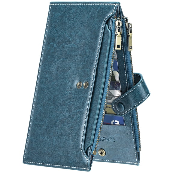 Wallets for Women,Genuine Leather Credit Card Holder with RFID Blocking Large Capacity Zipper Pocket