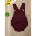thumbnail image 2 of Loalirando Infant Baby Boy Girl Overalls Romper Sleeveless Suspender Solid Stripe Jumpsuits Summer Backless Clothes, 2 of 7