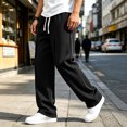 thumbnail image 6 of Lmueinov Men's Waffle Knit Wide Leg Sweatpants Elastic Waist With Drawstring Front Pleats With Deep Side Pockets For Fall And Winter Wear, S-3XL, 6 of 6