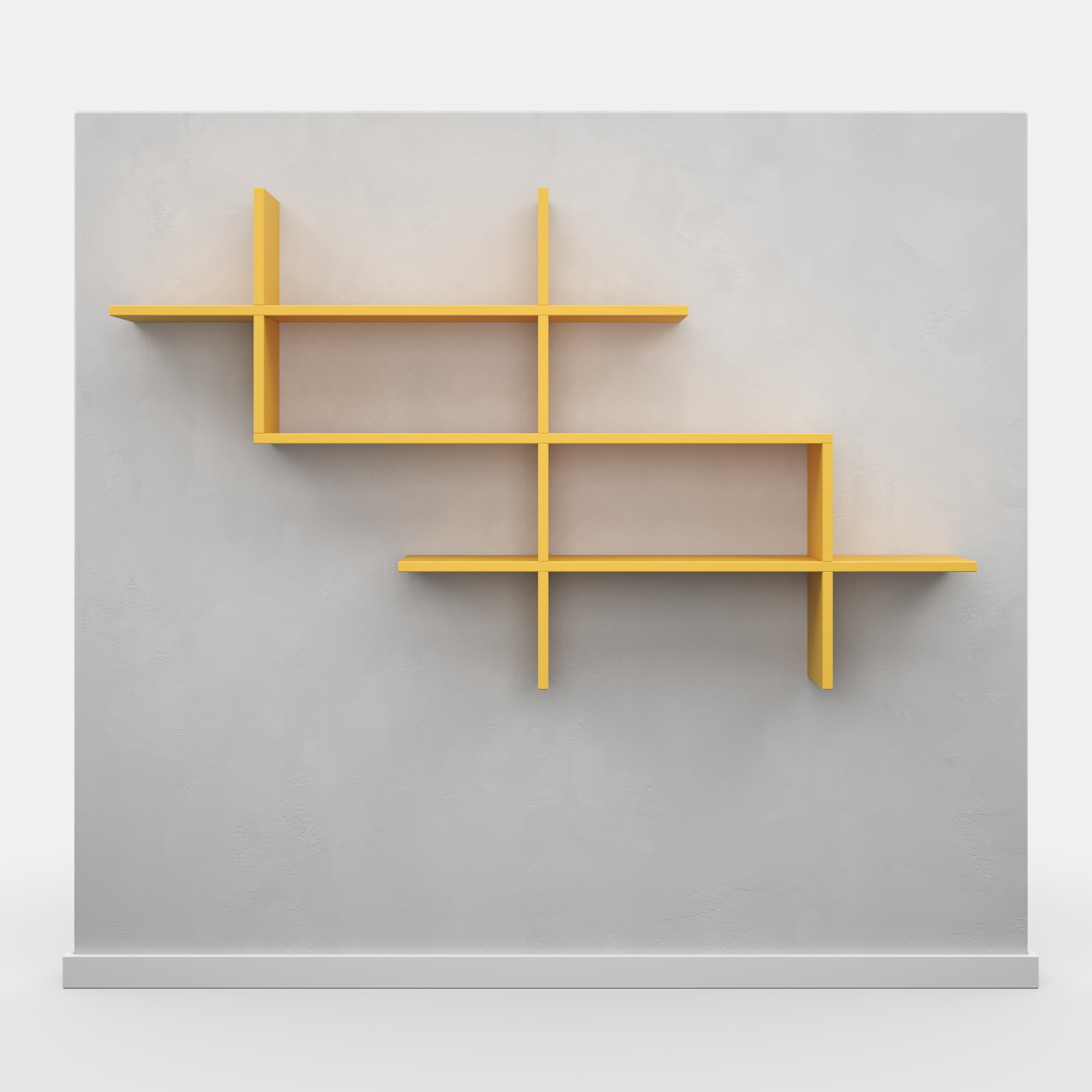 Ada Home Decor Furniture 59" 3 Tier Mustard Warren Modern Wall Shelf