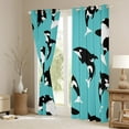 thumbnail image 3 of Killer Whale Blackout Curtains, Cartoon Killer Whale Curtains for Bedroom, Coastal Sea Animal Window Curtains & Drapes, Kawaii Sealife Room Decor Darkening Curtains, Blue Black White 52"X84", 3 of 5