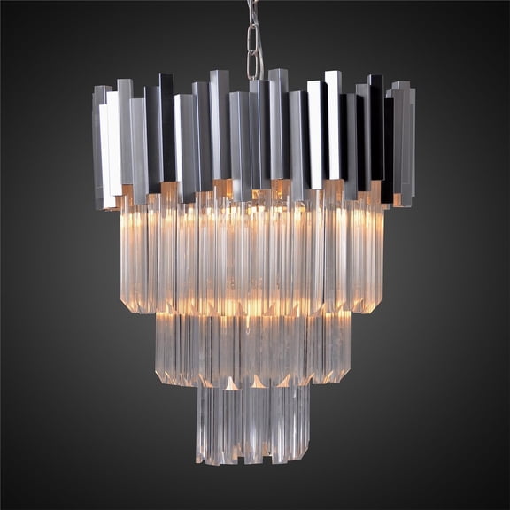 Traditional 4-Tier Crystal Chandelier in Polished Nickel
