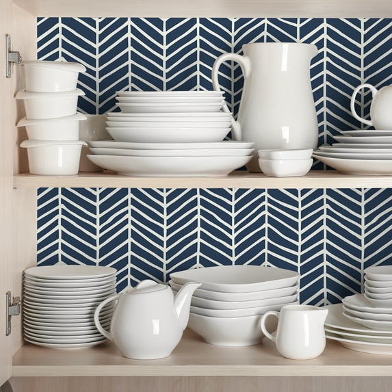 AMAZING WALL Home Modern Style Striped Arrows Printed Peel And Stick Self-Adhesive Wallpaper Wall Mural Decoration 15.7 x 47.2"