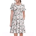 thumbnail image 1 of Bixox Robe d'Été à Manches Courtes pour Femmes Robe Ample Longueur Genou avec Poches-Ball Baseball Mignon, 1 of 7