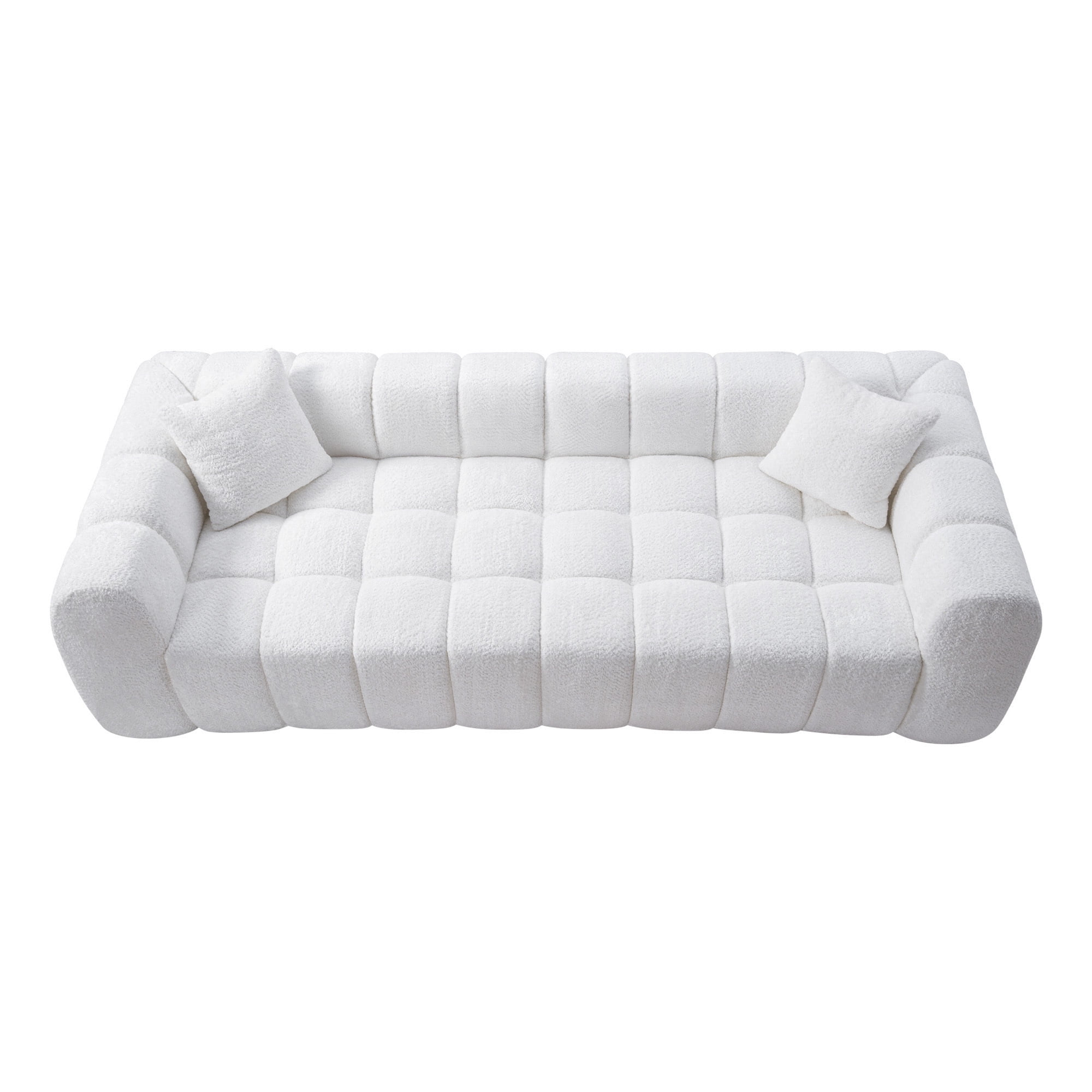 Lunale 102" Oversized Boneless Cloud Sofa, No Assembly Required, Modern Deep Seat Couch for Living Room, White Boucle