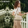 thumbnail image 2 of LHSHID Women Backpack Canvas Shoulder Bag Casual Daypacks Handbag Large Capacity Top Handle Bag Multifunction Tote Bag for Travel Shopping Work Daily Khaki, 2 of 6